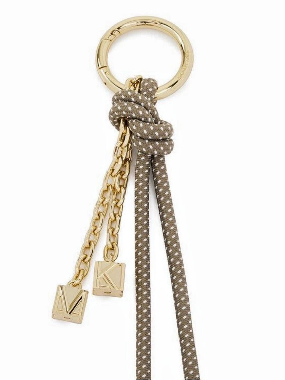 Michael Kors Gold-Tone Speckled Cord Bag Charm Khaki NWT NIB